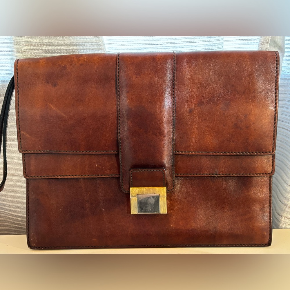 Classic Brown Leather Men's Briefcase - Picture 14 of 14